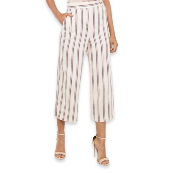 Express Women's Size 6R Ivory With Stripes High Rise Cropped Culottes - Picture 1 of 11